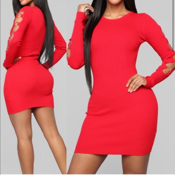 Fashion Nova Red mini sweater dress size small - Picture 3 of 3